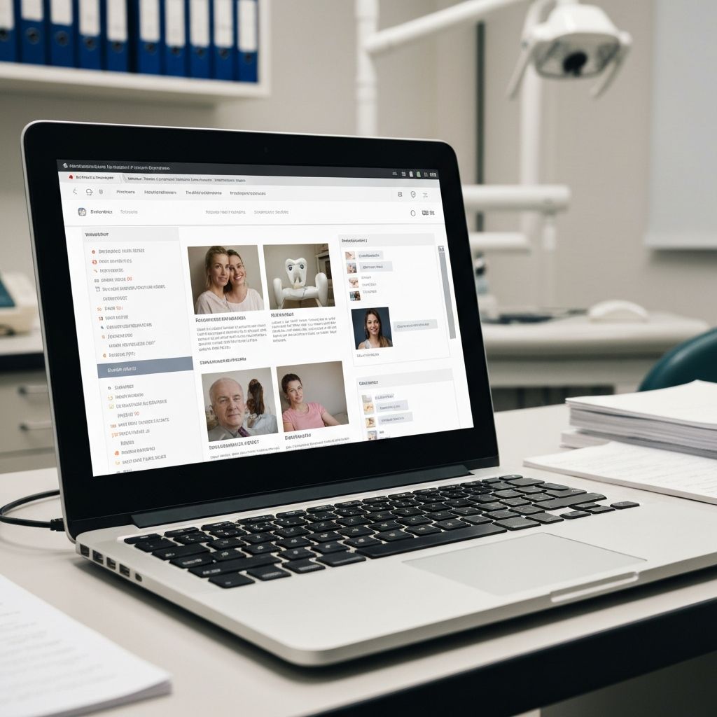 Outdated dental website on a laptop screen